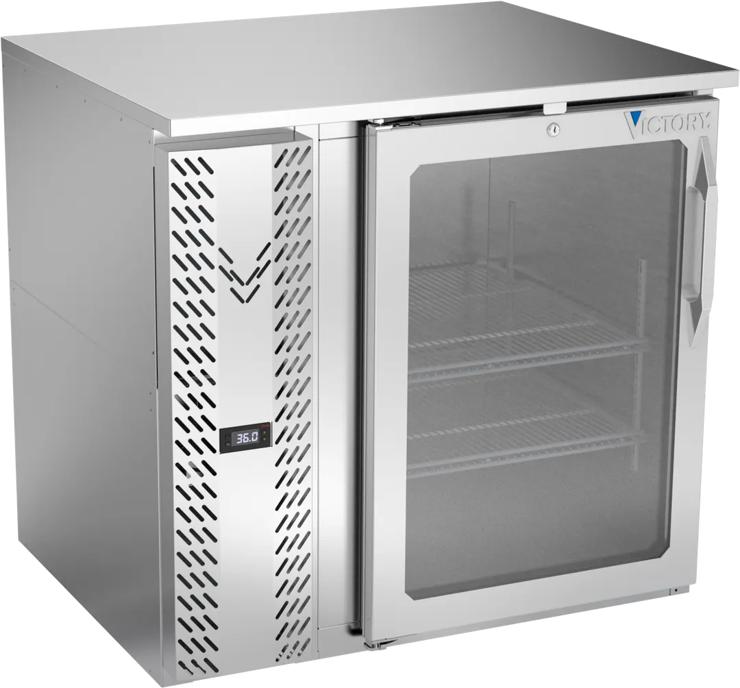 Victory VBB36HC-FG-S 36" Stainless Steel Back Bar Refrigerator, 10.2 cu. ft., Glass Door, 115V