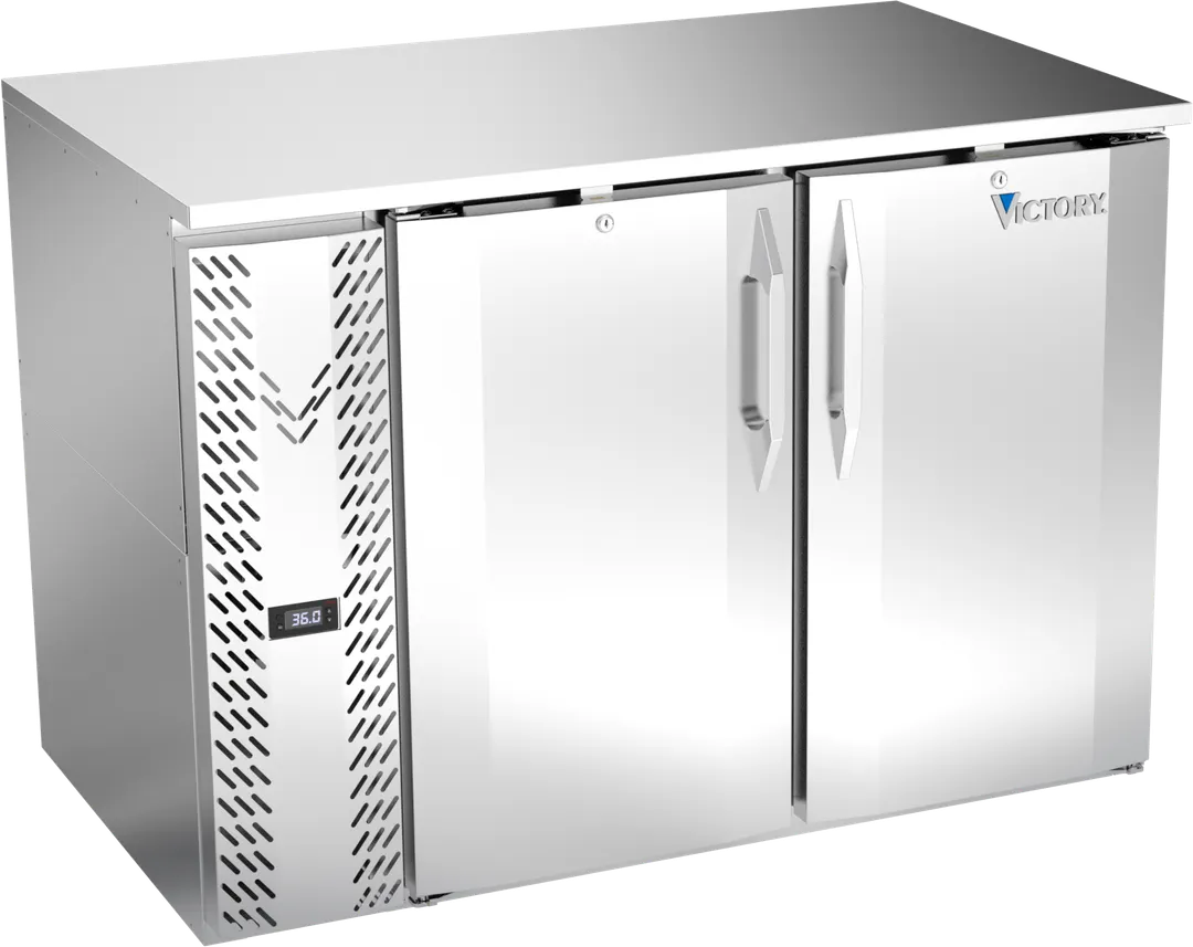 Victory VBB48HC-F-S 48" Stainless Steel Back Bar Refrigerator, 15.139 cu. ft., 2 Doors, LED Lighting