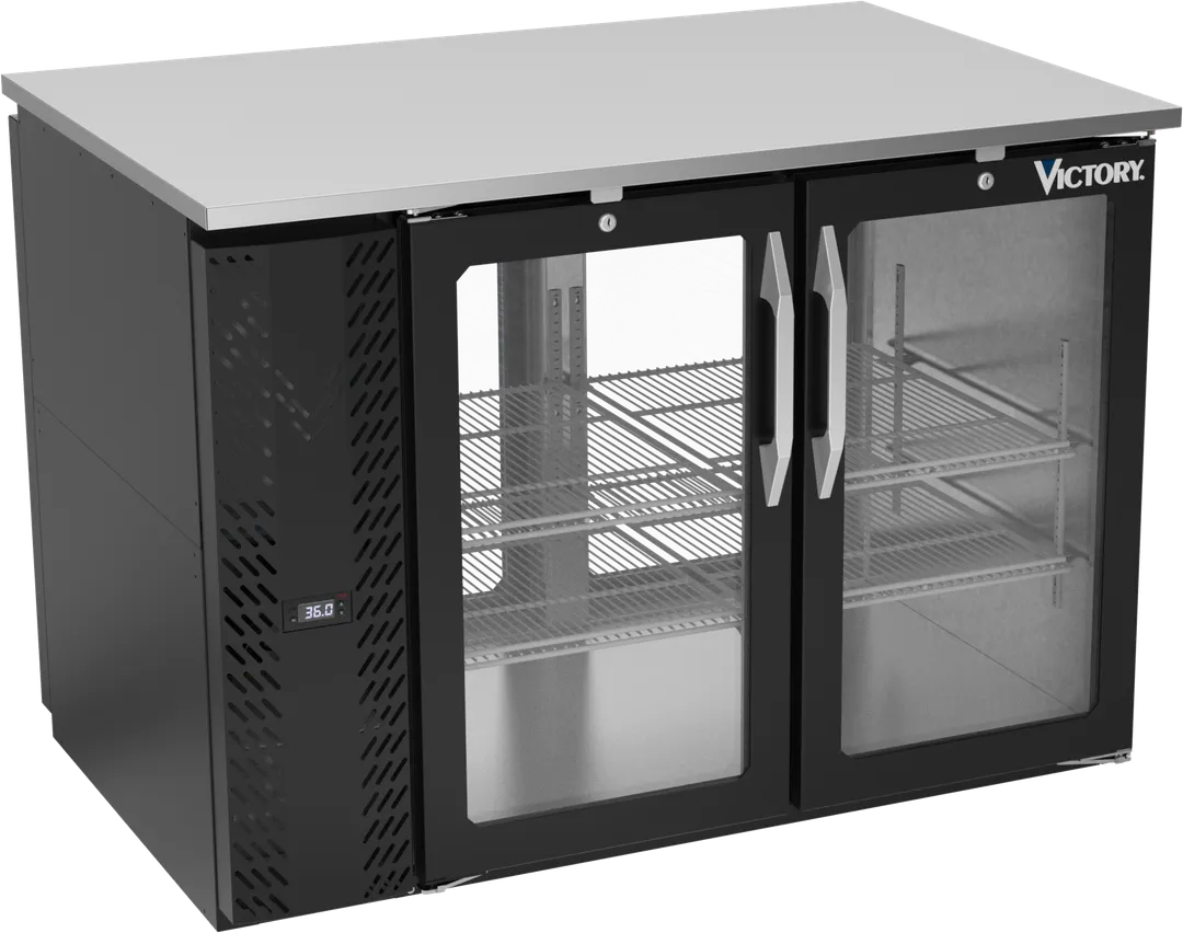 Victory VBB48HC-G-PT-B Pass‑Thru Cooler, 48"W X 34"H X 32‑3/4"D, 15.1 Cu Ft, 4‑Door, R290, 1/4 115V