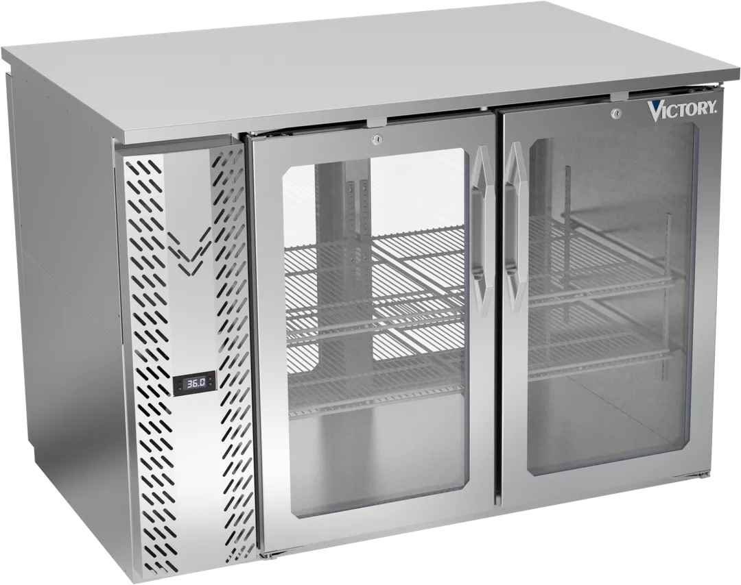 Victory VBB48HC-G-PT-S Bar Cooler, 48" W × 34" H, 15.1 Cu Ft., 4-Glass Doors, Steel R290, 1/4HP 115V