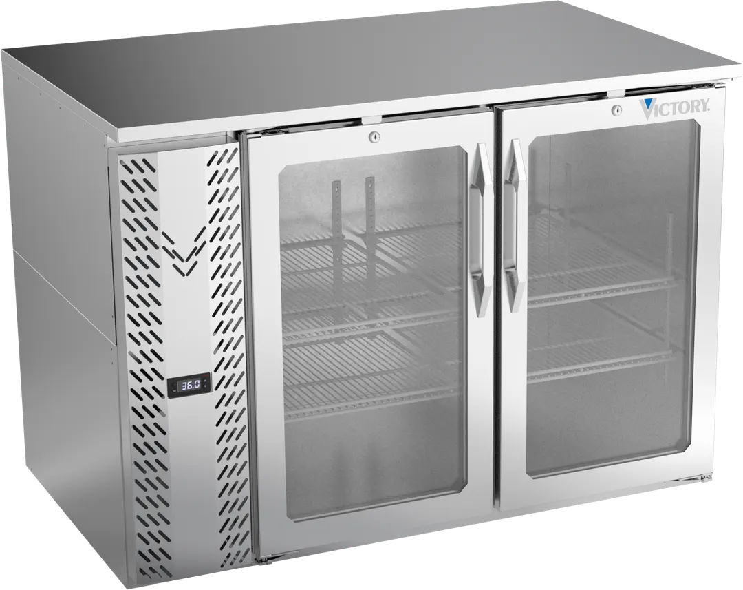 Victory VBB48HC-G-S 48" Back Bar Refrigerator, 2 Glass Doors, Stainless Steel, 15.139 cu. ft., 115V