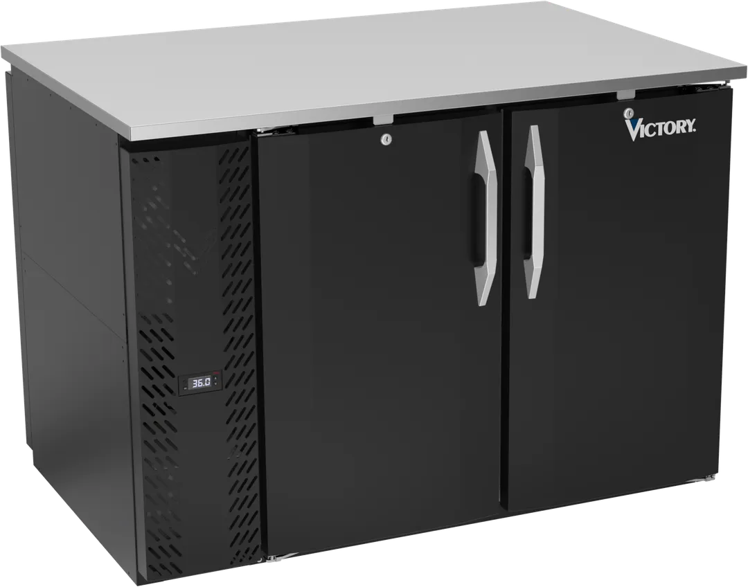 Victory VBB48HC-PT-B Bar Cooler, 48"W x 34"H, 15.139 Cu Ft, 4-Door Black, LED, R290, 1/4 HP 115V