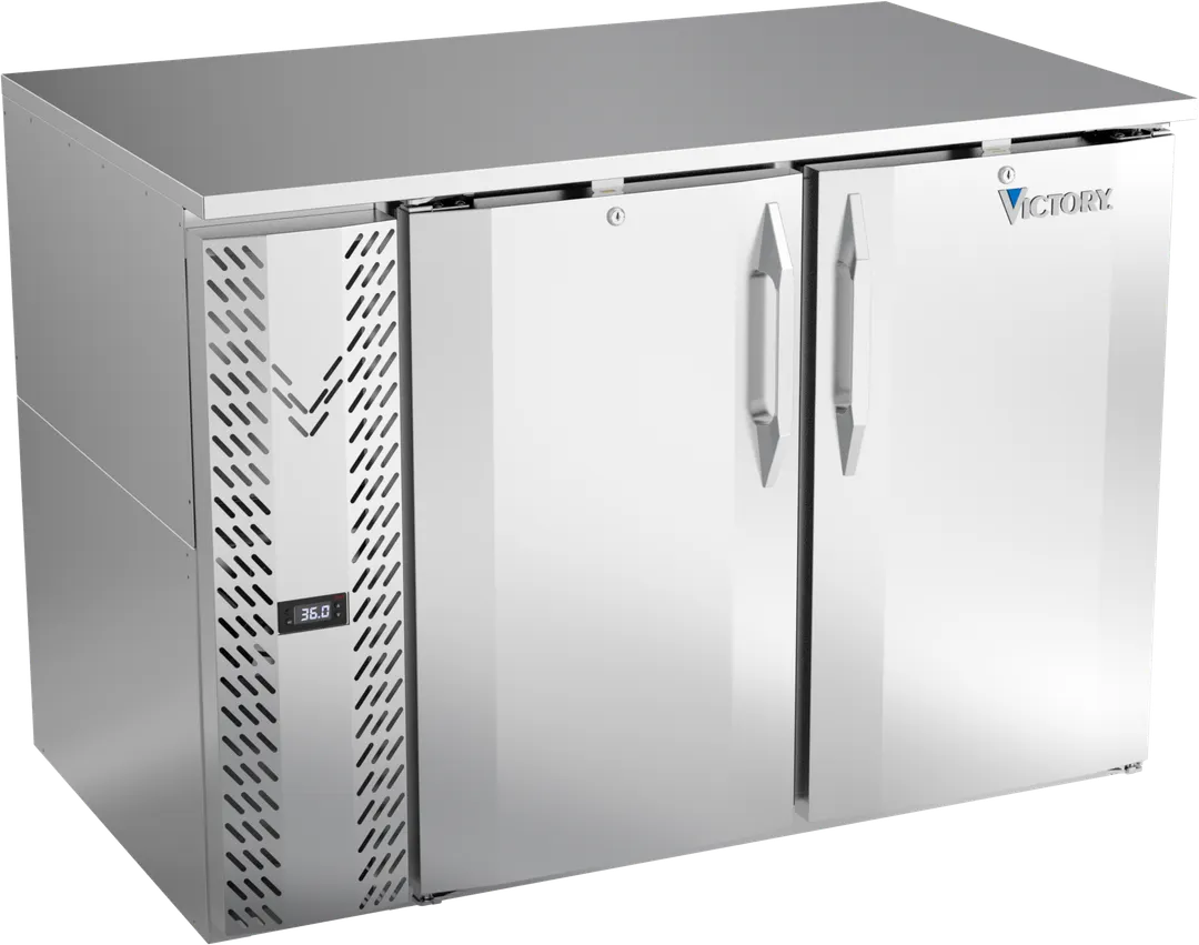 Victory VBB48HC-S 48" Stainless Steel Back Bar Refrigerator, 10.162 cu. ft., 2 Doors, LED Lighting