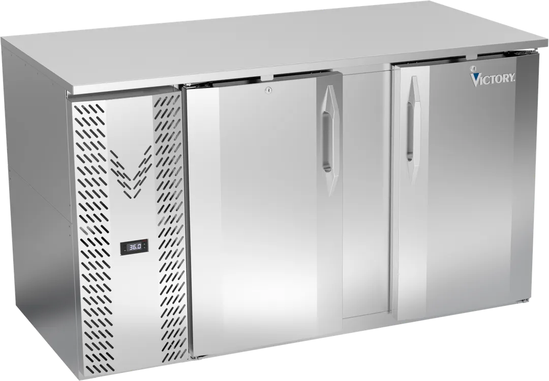 Victory VBB58HC-S 58" Stainless Steel Back Bar Refrigerator, 17.8 cu. ft., 2 Doors, 115V