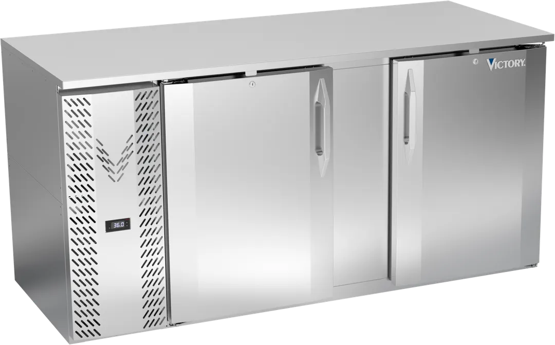 Victory VBB68HC-F-S 68" Stainless Steel Back Bar Refrigerator, 21.984 cu. ft., 2 Doors