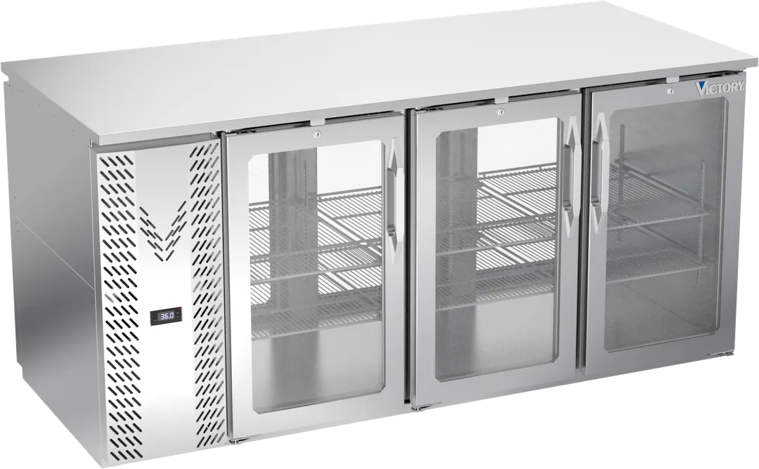 Victory VBB72HC-FG-PT-S Pass-Thru Cooler, 72" W, 23.6 Cu Ft, 6 Glass Doors, LED, R290, 1/3 HP 115V