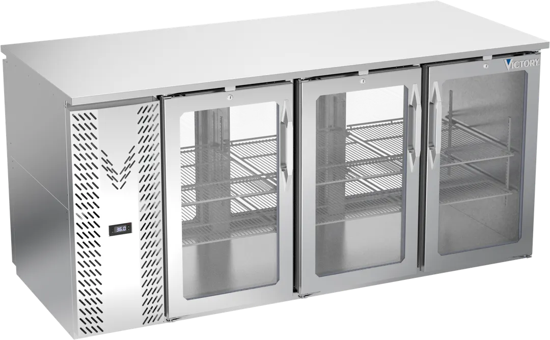 Victory VBB72HC-G-PT-S Cooler, 72" W x 34" H x 32-3/4" D, 23.6 Cu Ft, 6 Doors, Steel, LED, R290
