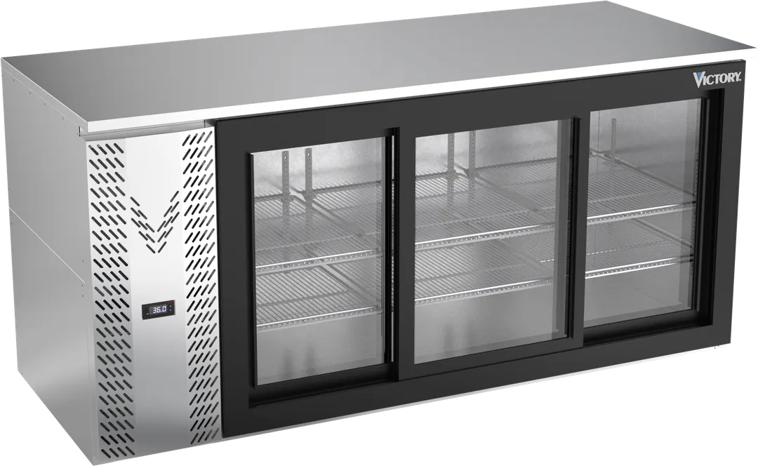 Victory VBB72HC-GS-S 72" 3-Door Back Bar Refrigerator, Stainless Steel, 23.6 cu. ft., 115V