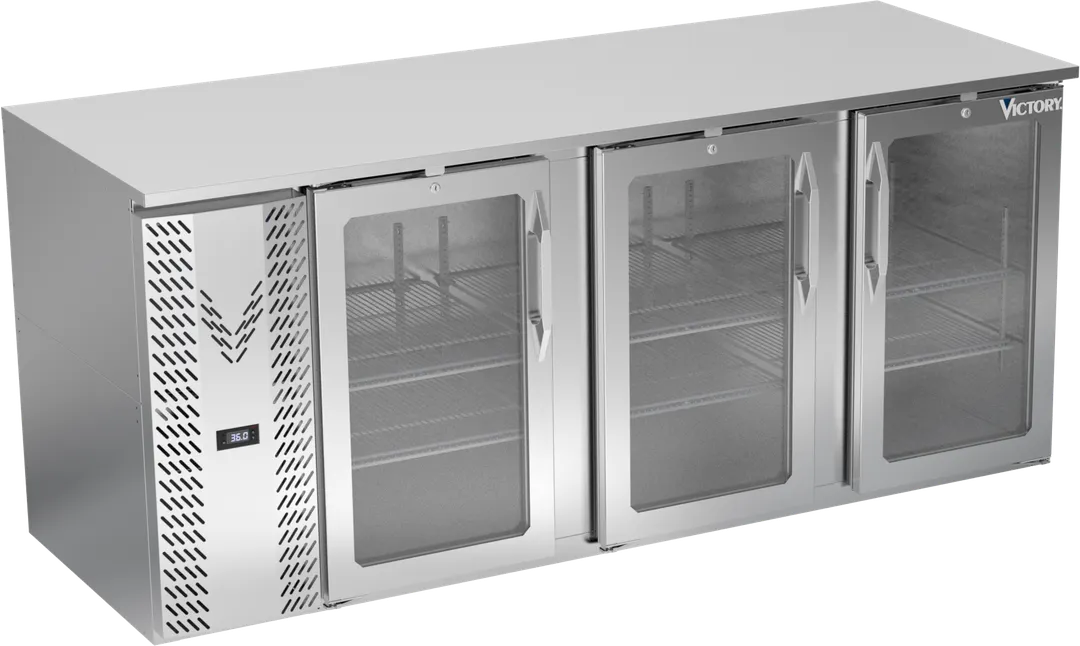 Victory VBB78HC-G-S 78" 3-Door Back Bar Refrigerator, Stainless Steel, 26.1 cu. ft., 115V