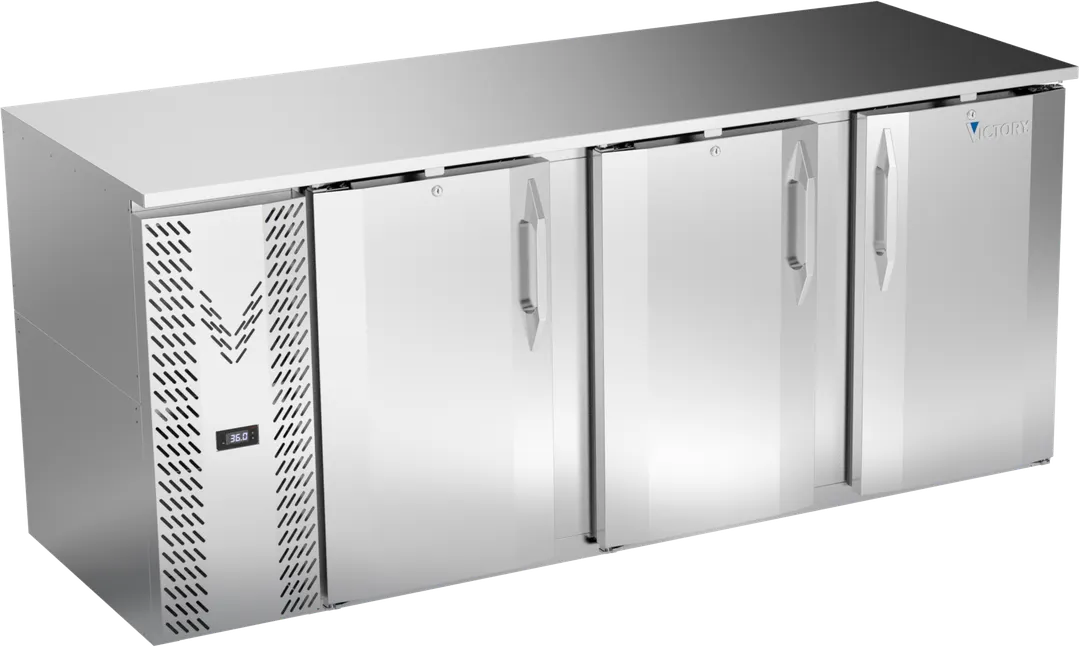 Victory VBB78HC-S 78" Stainless Steel Back Bar Refrigerator, 3 Doors, 26.1 cu. ft., 115V