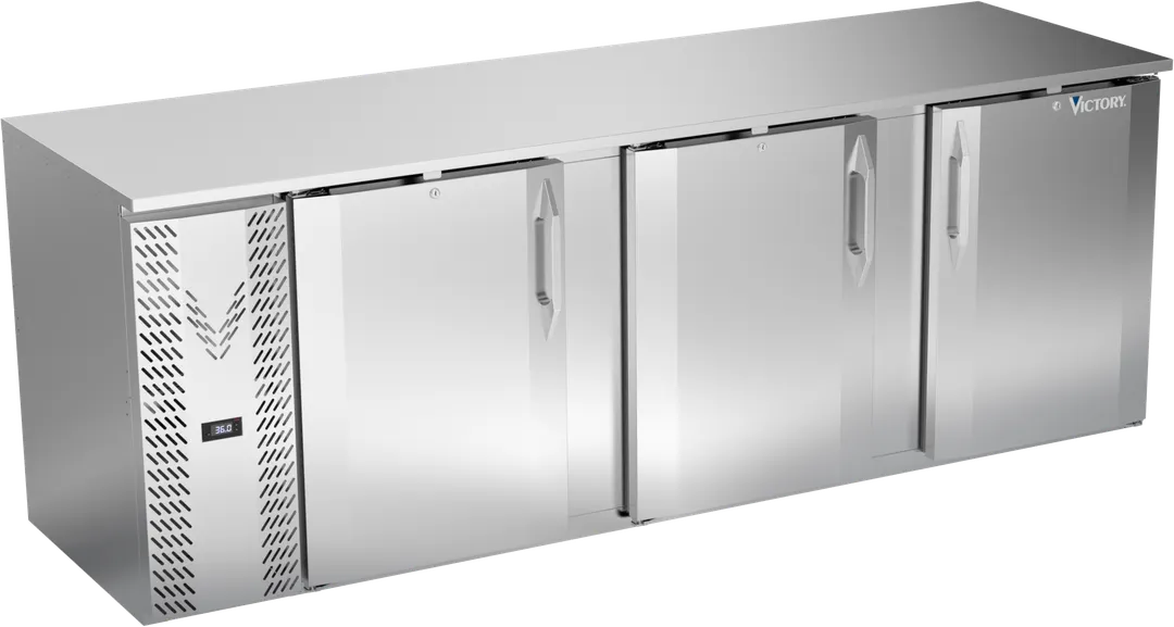 Victory VBB94HC-F-S 94" 3-Door Back Bar Refrigerator, 32.768 cu. ft., Stainless Steel, 115V