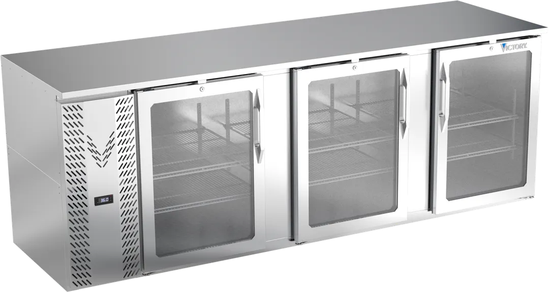 Victory VBB94HC-G-S 94" 3-Door Back Bar Refrigerator, 32.768 cu. ft., Stainless Steel, 115V