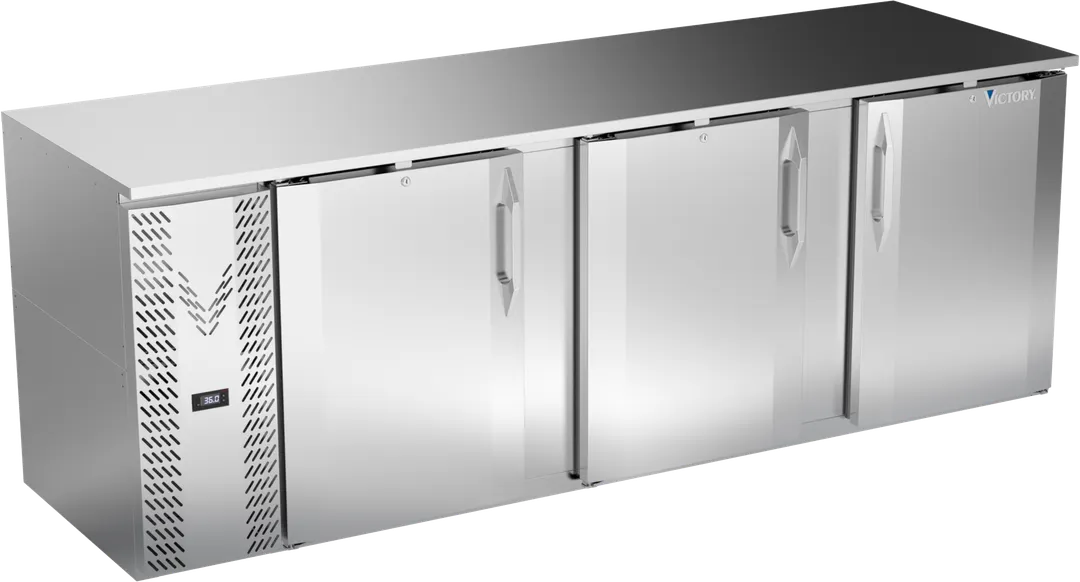 Victory VBB94HC-S 94" 3-Door Back Bar Refrigerator, 32.768 cu. ft., Stainless Steel, 115V