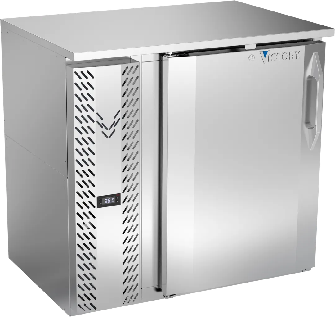 Victory VBBN36HC-S 36" Stainless Steel Back Bar Refrigerator, 8.43 cu. ft., 1 Door, LED Lighting, 115V