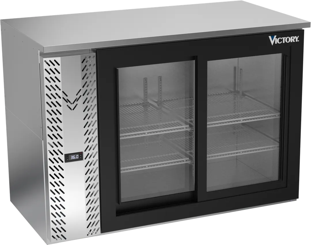 Victory VBBN48HC-F-GS-S 48" Stainless Steel Back Bar Cooler, 12.56 cu. ft., 2 Sliding Glass Doors, Electronic Control