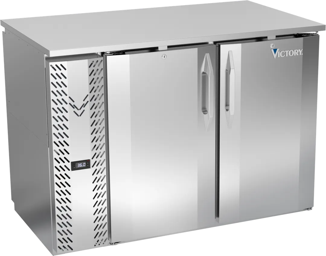 Victory VBBN48HC-F-PT-S Back Bar Cooler, 48" W x 34" H, 12.56 Cu Ft, 4-Door Steel, 1/4 HP R290, 115V
