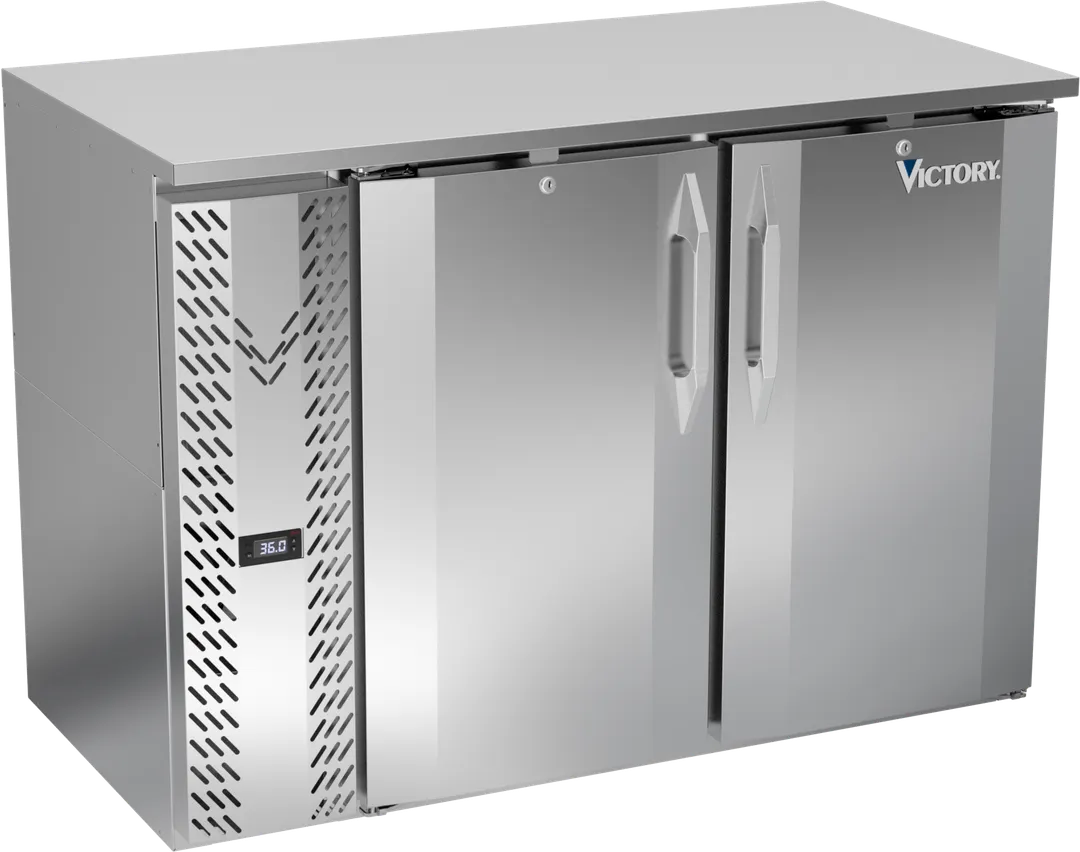 Victory VBBN48HC-F-S 48" Stainless Steel Back Bar Refrigerator, 12.56 cu. ft., 2 Doors, LED Lighting