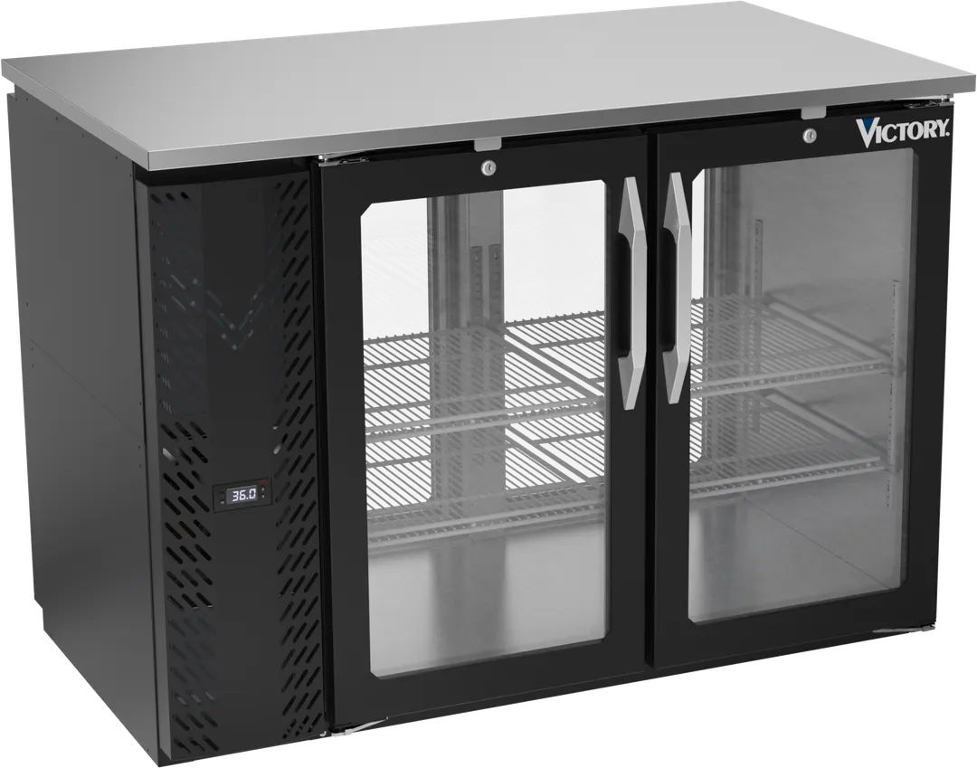Victory VBBN48HC-FG-PT-B Back Bar Cooler 48"W x 28‑3/4"D x 34"H 12.56 cu ft Black 4 Doors LED R290