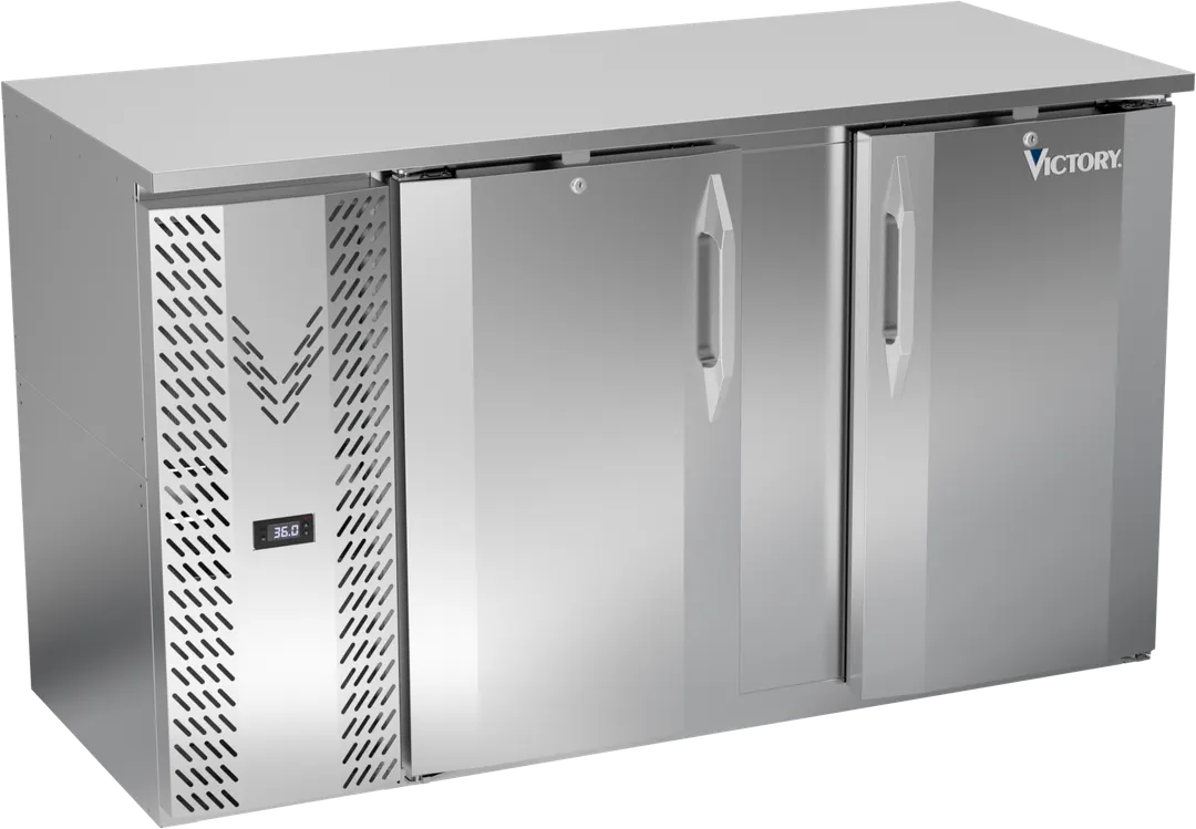 Victory VBBN58HC-F-S 58" Back Bar Refrigerator, 14.8 cu. ft., Stainless Steel, 2 Doors, 115V