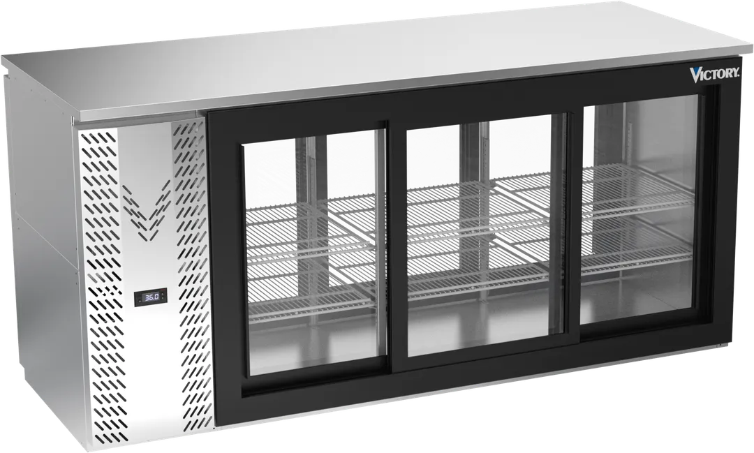 Victory VBBN72HC-F-GS-PT-S 72" Pass-Thru Back Bar Refrigerator, Stainless Steel, 6 Sliding Glass Doors, 19.618 cu. ft., 115V