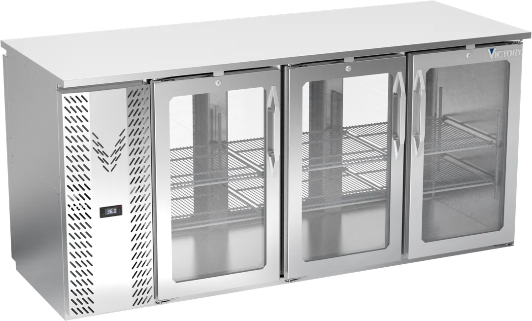 Victory VBBN72HC-G-PT-S 72" Pass-Thru Back Bar Refrigerator, 6 Glass Doors, Stainless Steel, 19.618 cu. ft.
