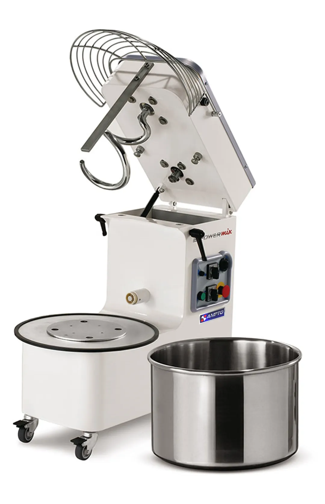 AMPTO PK44ADUS Spiral Dough Mixer, 2-Speed, 97 lb Dough, Stainless Steel Bowl, 220v/60/3-ph