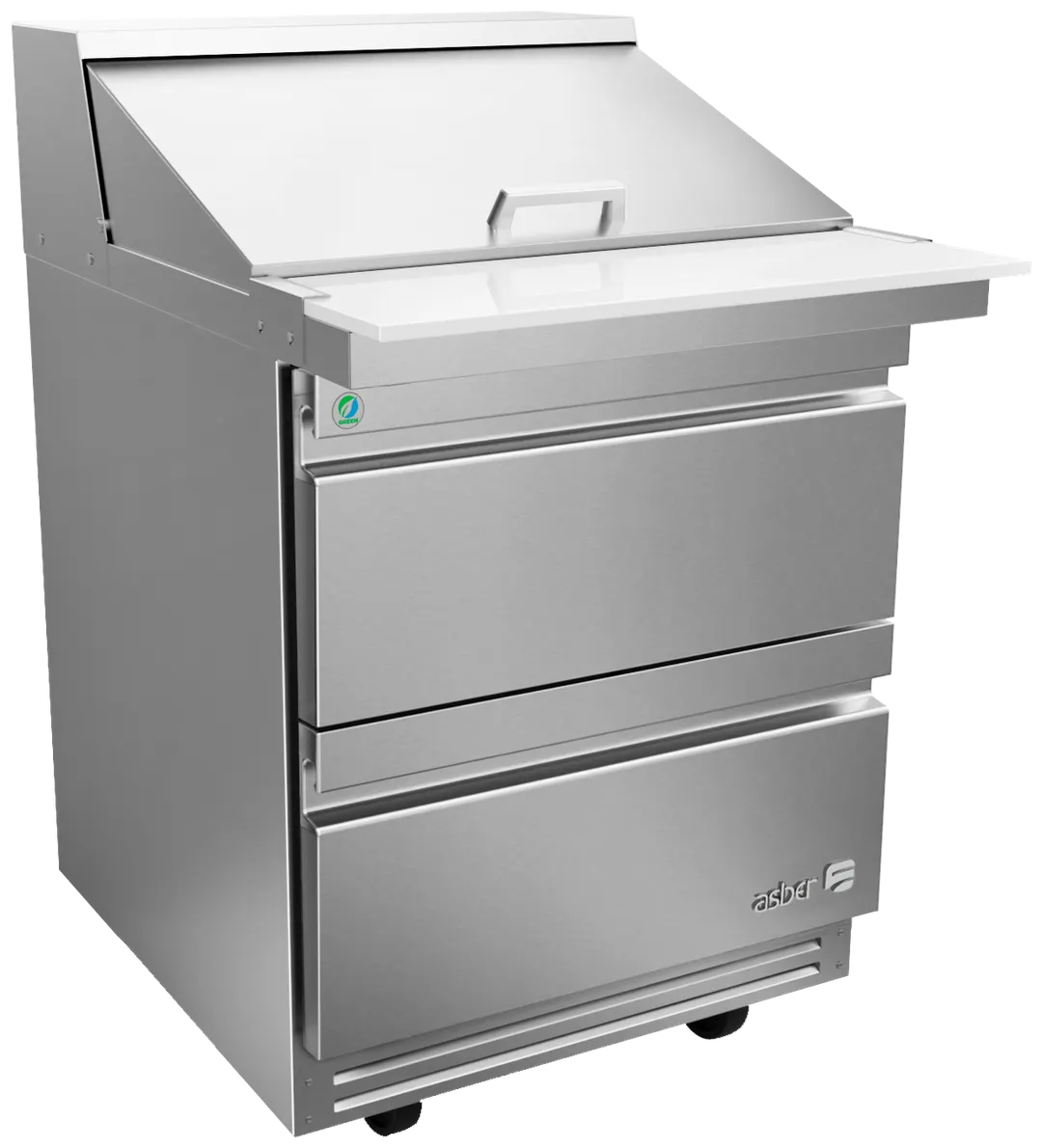 Asber APTM 27 12 D2 P 27" 2-Drawer Mega Top Sandwich Salad Prep Table, 12 Pans, Stainless Steel