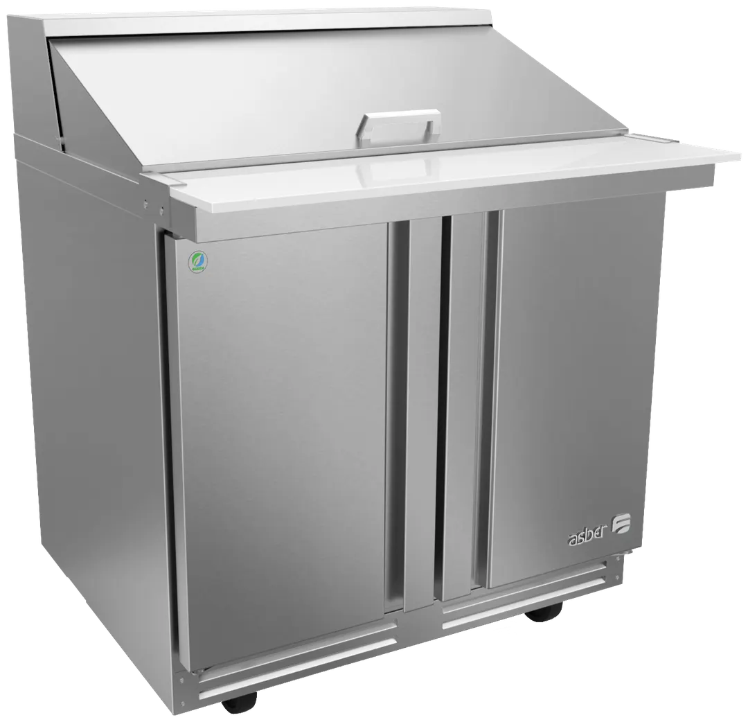 Asber APTM 36 15 P 36" 2-Door Mega Top Sandwich and Salad Prep Table, 15 Pans