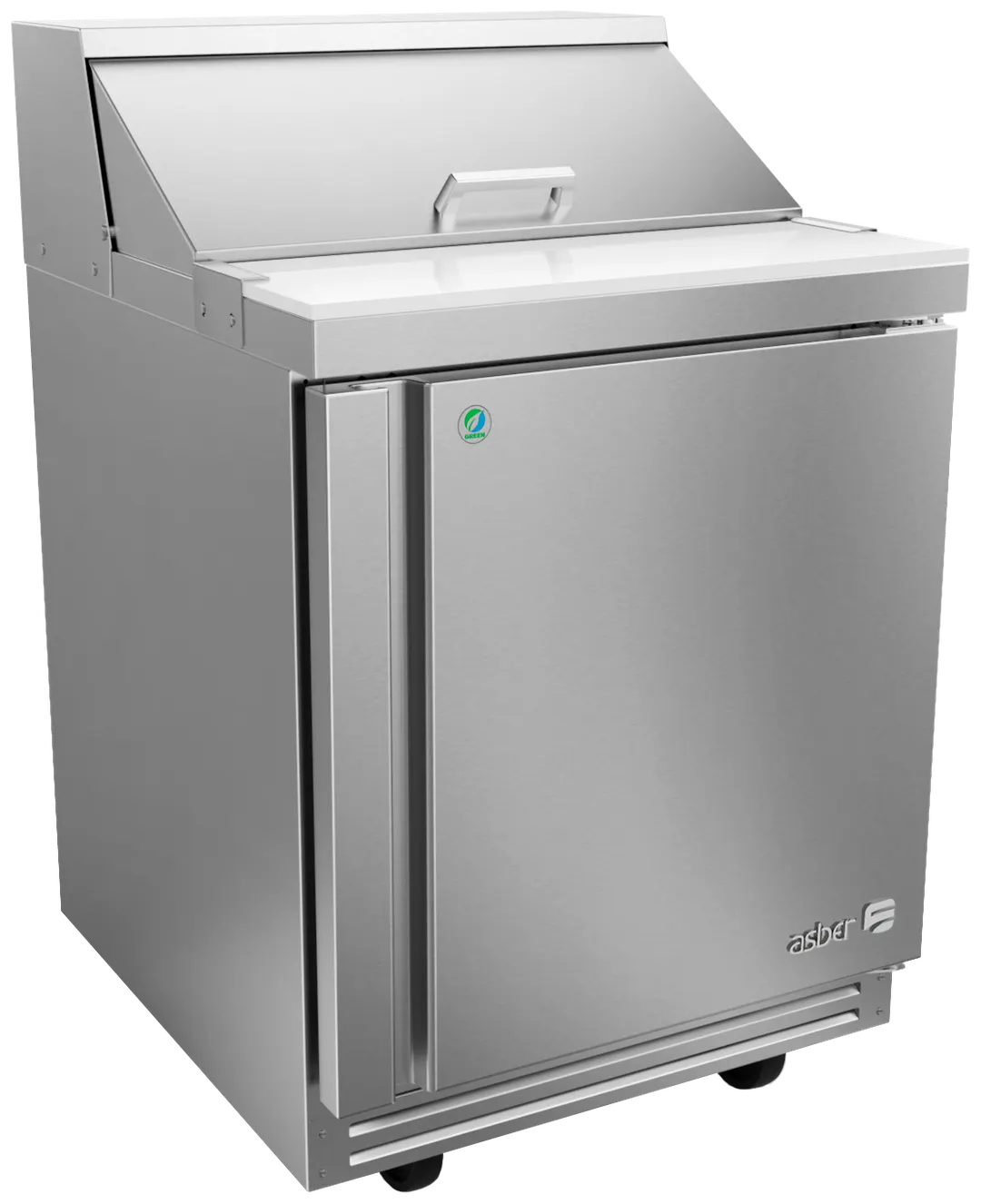 Asber APTS 27 8 P 27" 1-Door Sandwich and Salad Prep Table, 8 Pans, Stainless Steel