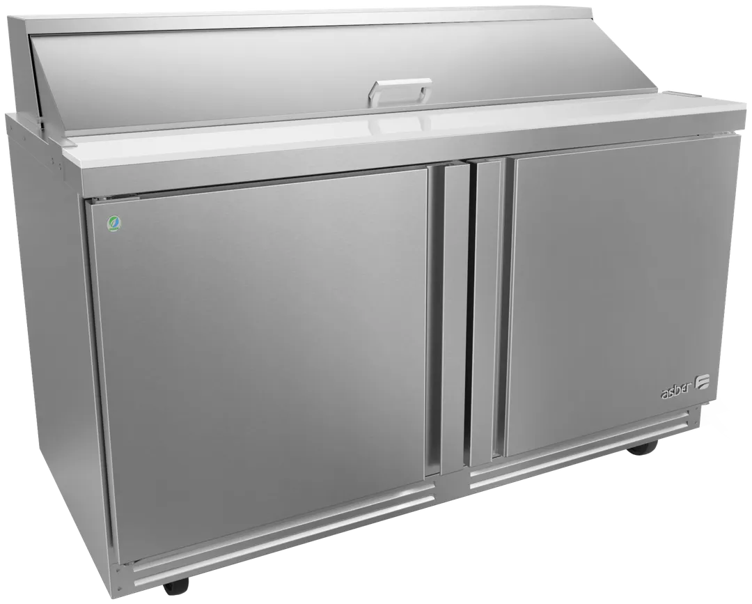 Asber APTS 60 16 P 60" 2-Door Sandwich and Salad Prep Table, 16 Pans, Stainless Steel