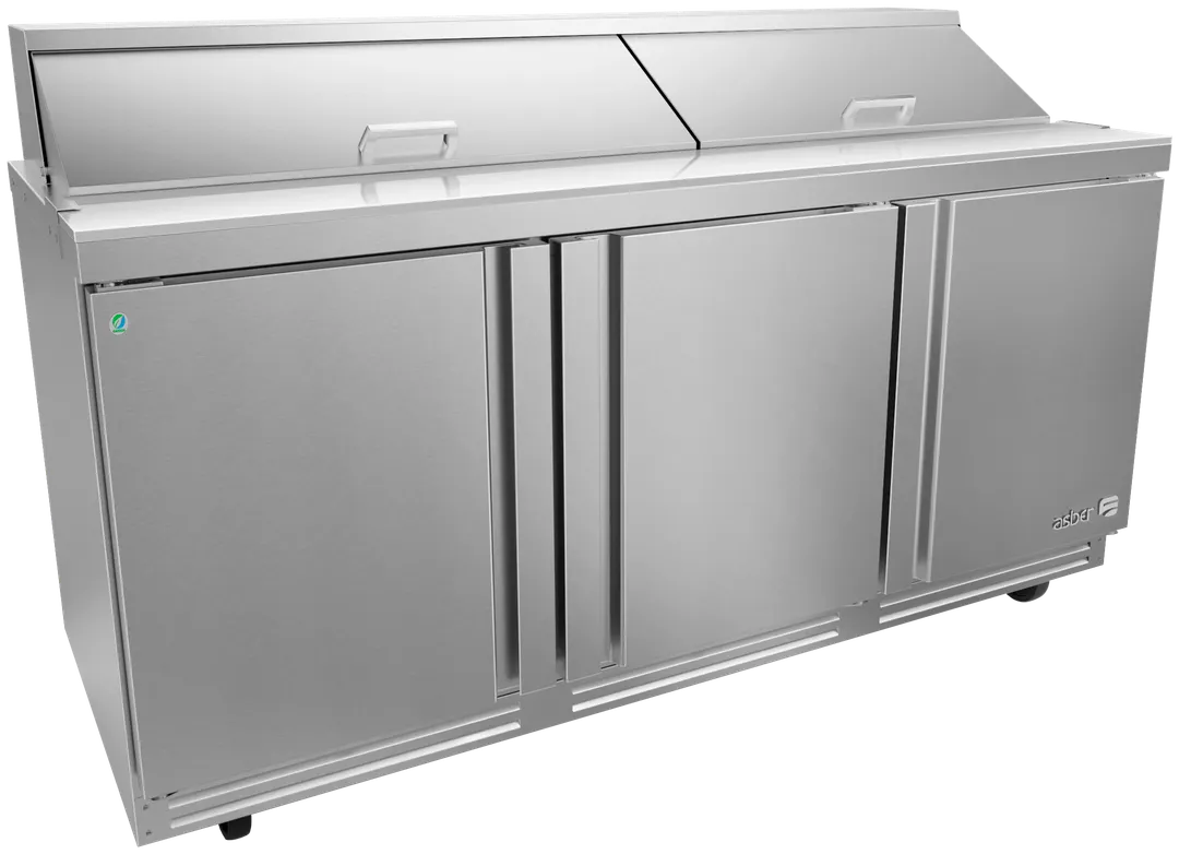 Asber APTS 72 18 P 72" 3-Door Sandwich and Salad Prep Table, 18 Pans