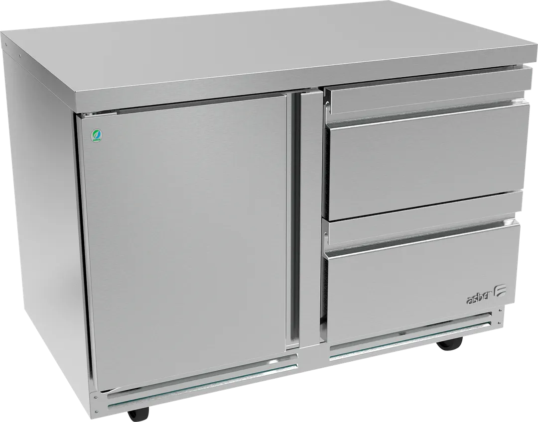 Asber AUTR-48-D2-P 48" 2-Drawer Undercounter Fridge, Stainless Steel, Front Breathing, 16.7 cu. ft.