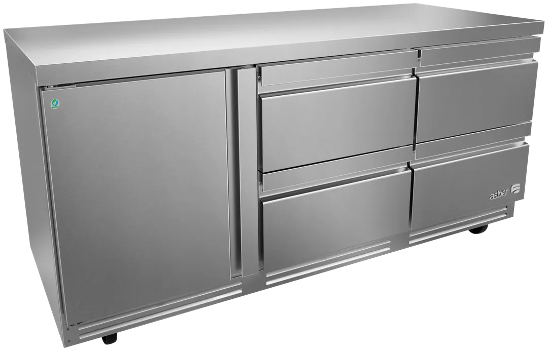 Asber AUTR 72 D4 P 72" 4-Drawer Undercounter Refrigerator, Stainless, Front Breathing, 25.4 cu. ft.