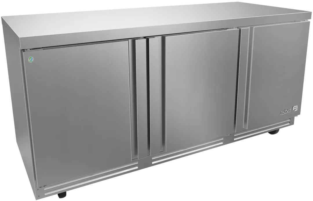 Asber AUTR 72 P 72" 3-Door Undercounter Refrigerator, Stainless Steel, Front Breathing