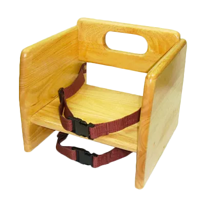 Thunder Group WDTHBS018A Wood Booster Seat, 11-4/5"W x 11-4/5"D x 10-5/8"H, Flippable Seat Height, Dual Safety Harness Straps, Wide Stance, Stackable Design, Natural Finish, Knockdown Assembly, ASTM Certified