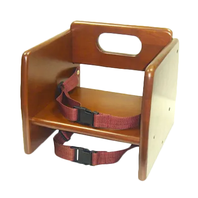 Thunder Group WDTHBS019A Wood Booster Seat, 11-4/5"W x 11-4/5"D x 10-5/8"H, Flippable Height, Dual Safety Harness, Wide Stance, Stackable, Walnut Finish, KD, ASTM Compliant