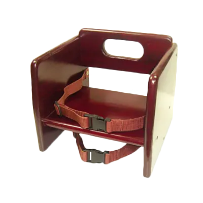 Thunder Group WDTHBS020A Wood Booster Seat, 11-4/5"W x 11-4/5"D x 10-5/8"H, Flippable Seat Height, Safety Harness Straps, Mahogany Finish, Stackable, Wide Stance, ASTM Compliant