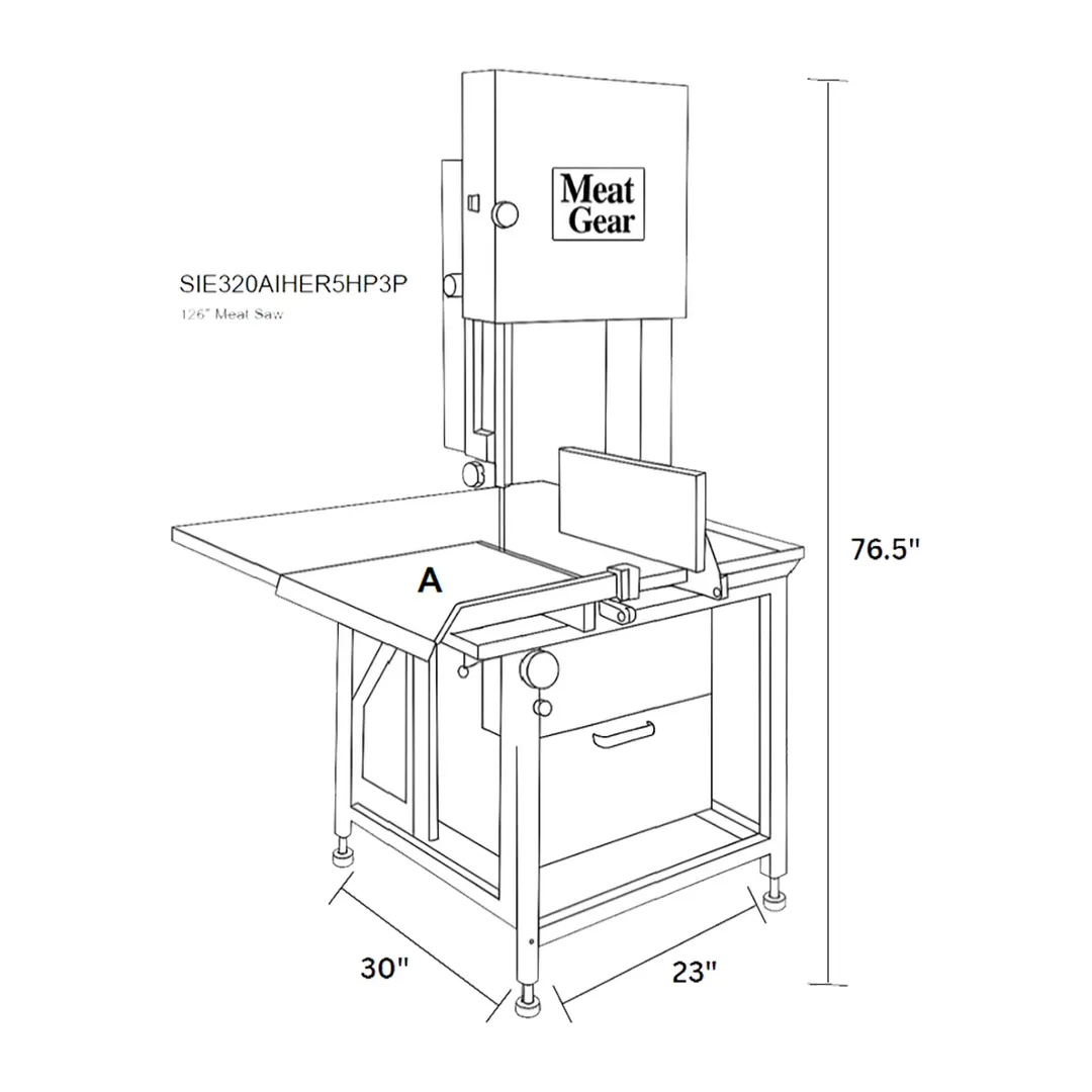 Concasse SIE320AIHER5HP3P (Model 320) 126" Meat Cutting Band Saw, 5 hp, 3-Ph