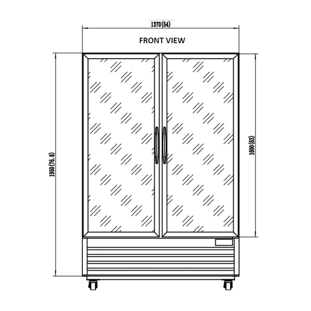 Valpro VP2F-48M 54" 2 Glass Door Freezer Merchandiser in White, 48 cu. ft.