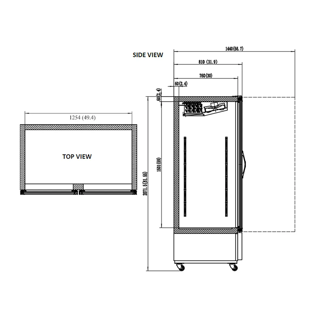 Valpro VP2F-48M 54" 2 Glass Door Freezer Merchandiser in White, 48 cu. ft.
