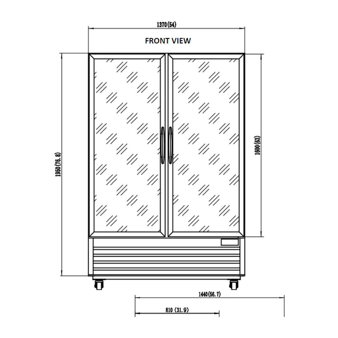 Valpro VP2R-48M 54" 2-Section Merchandiser Refrigerator w/ Swing Glass Door, 48 cu. ft.