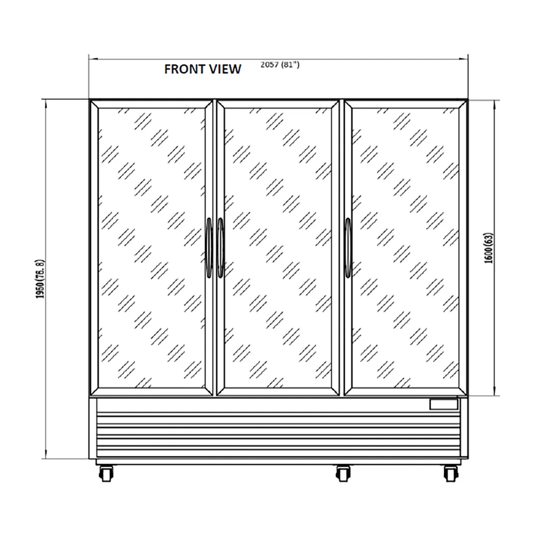 Valpro VP3R-72M 81" 3-Section Merchandiser Refrigerator w/ Swing Glass Door, 72 cu. ft.