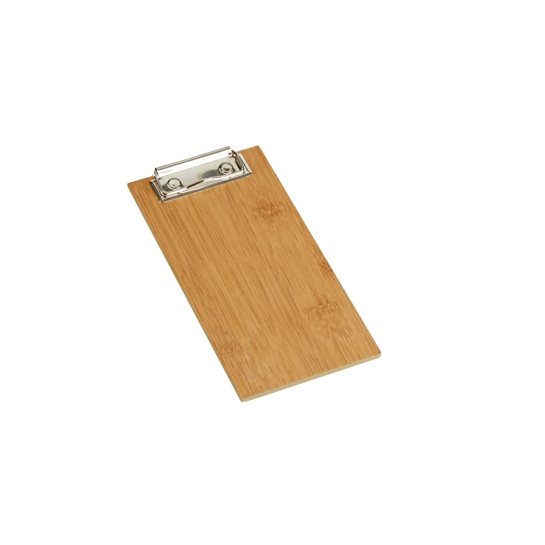 American Metalcraft BB8 Menu Holder – 4" x 8" Clipboard, Bamboo Wood Base, Height 7"-9", Width 1"-4"