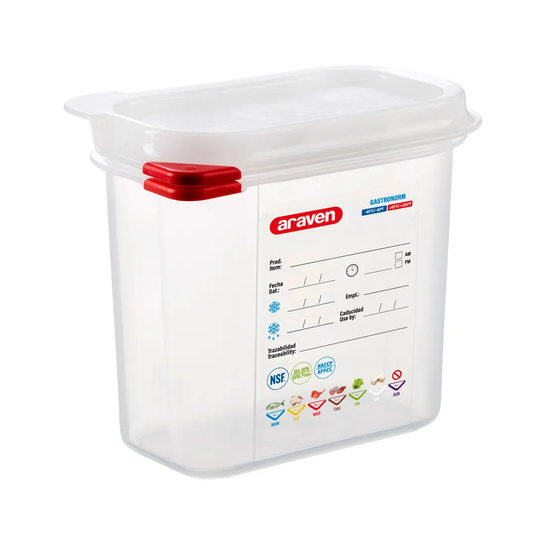 Carlisle 03022 - 1.6 Qt PP Container with Lid, 6-15/96" x 4-1/4" x 6", BPA Free, NSF Certified