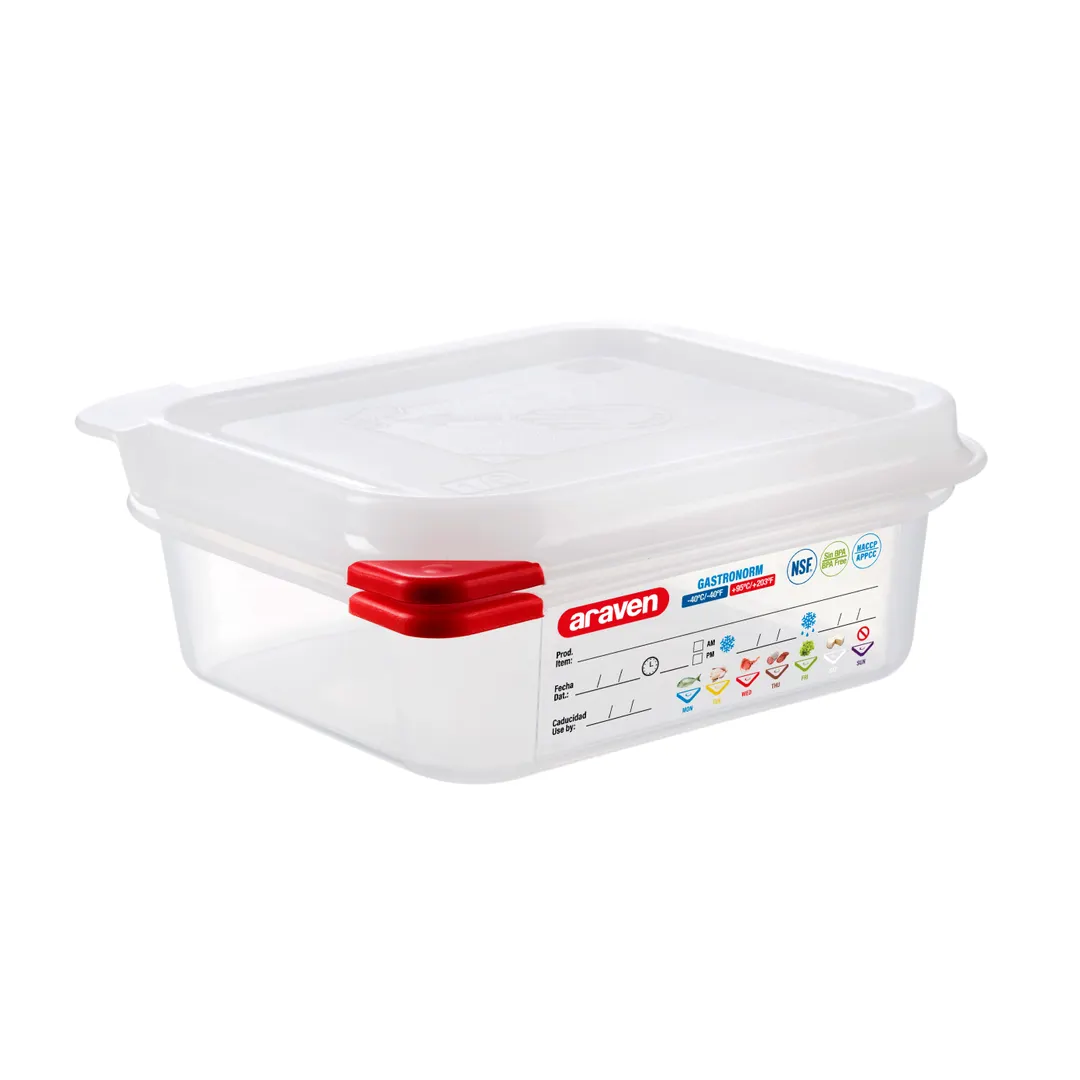 Carlisle 03023 - 1.2 Qt Container, 6-15/16" x 6-3/8" x 2-1/2", Colorclip Lid, NSF, Dishwasher Safe