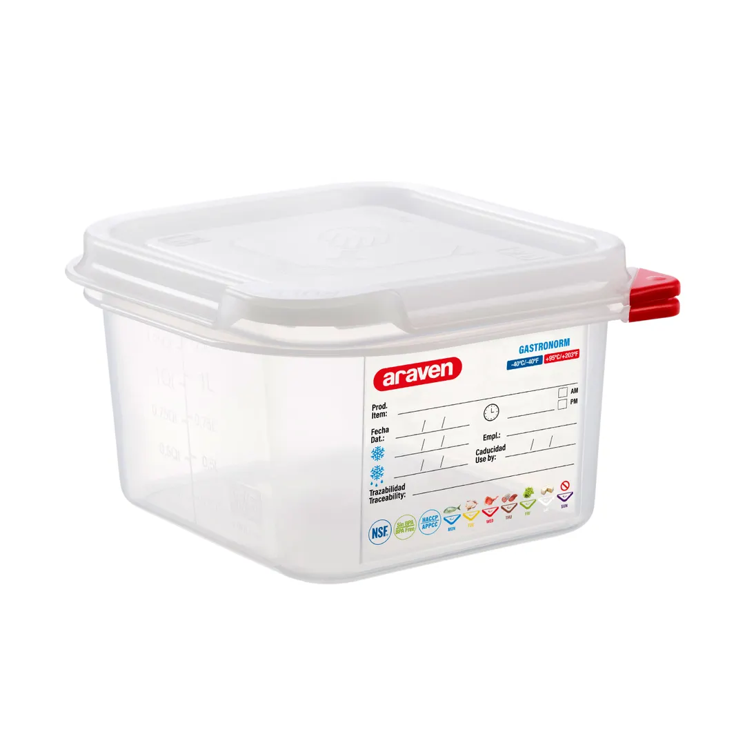 Carlisle 03024 - 1.9 Qt Clear Polypropylene Food Container with Lid, GN 1/6, -40°F to 203°F