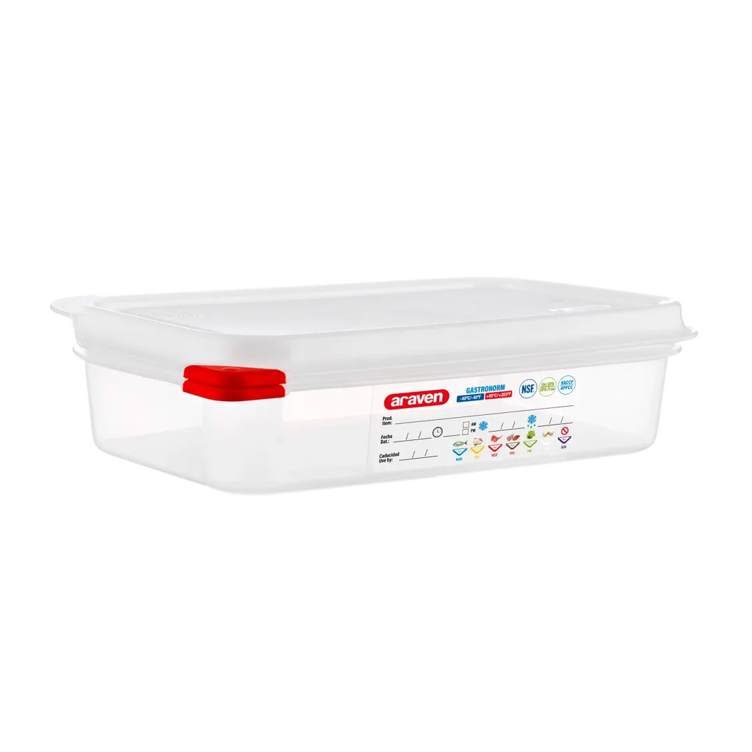 Carlisle 03026 - 1.9 Qt Clear PP Container With Lid, GN 1/4, 10.44"x6.38"x2.5", NSF, Dishwasher Safe