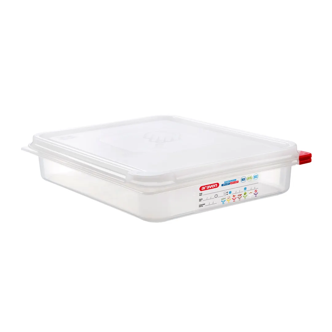Carlisle 03032 - 4.2 Qt Clear Polypropylene Container, 12.75" x 10.44" x 2.5", Lid, NSF Certified
