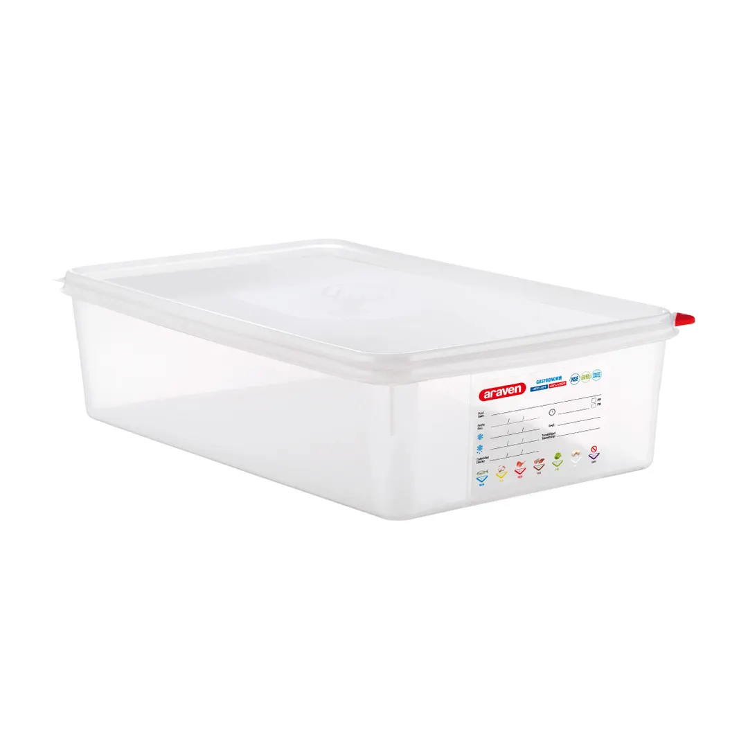 Carlisle 03036 - 14.4 Qt GN 1/1 Box, PP, 20-7/8" x 12-3/4" x 4", Colorclip, Lid, NSF, -40°F to 203°F