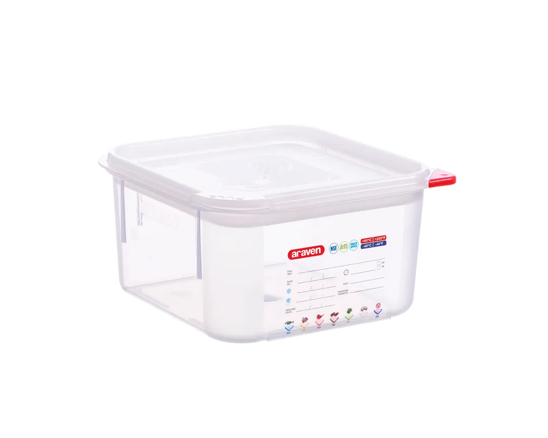 Carlisle 11851 - 2.1 Qt Clear PP Container with Airtight Lid, 7-1/8" W x 7-1/8" D x 3-3/8" H, BPA Free